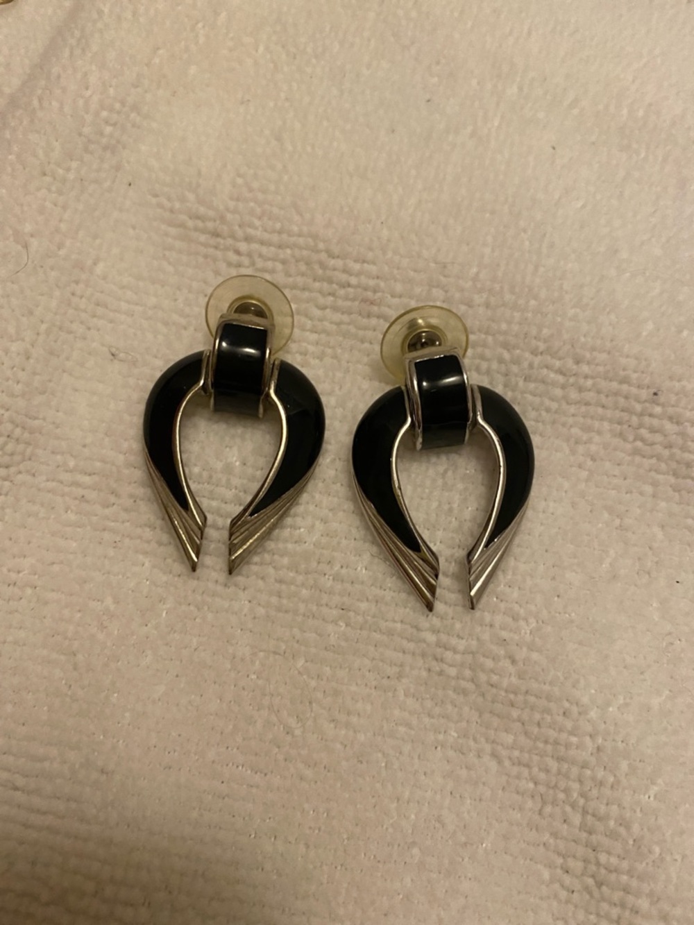 Black and Silver Drop Earrings